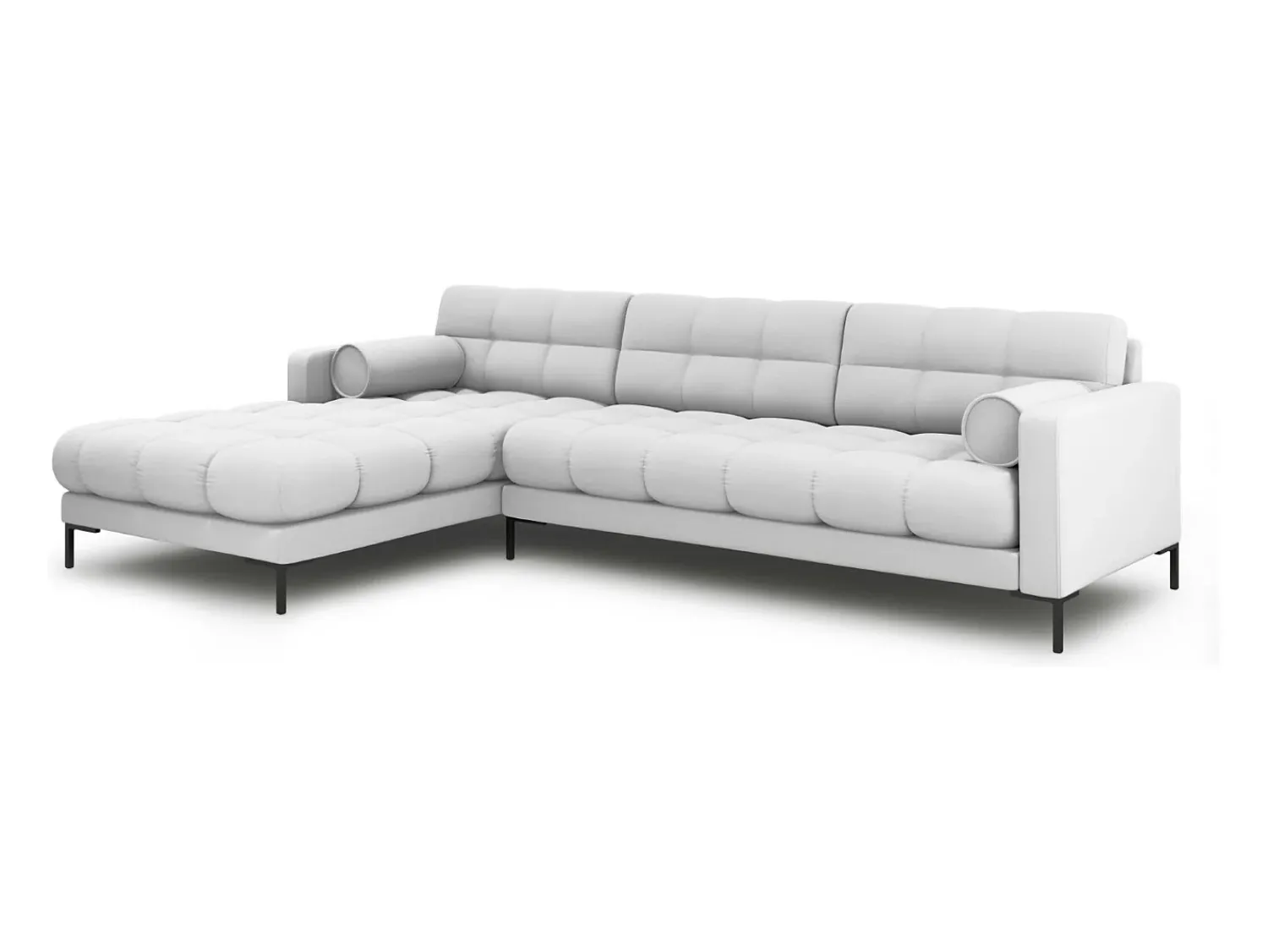 Cosmopolitan Design - Sofá de canto esquerdo "Bali" 5 lugares em tecido estrutural cinza claro - 293x185x75cm^ Sofá