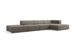 Clearance Cosmopolitan Design - Sofá de canto direito "Arendal" 5 lugares em tecido chenille cinza - 341x166x70cm Cinzento