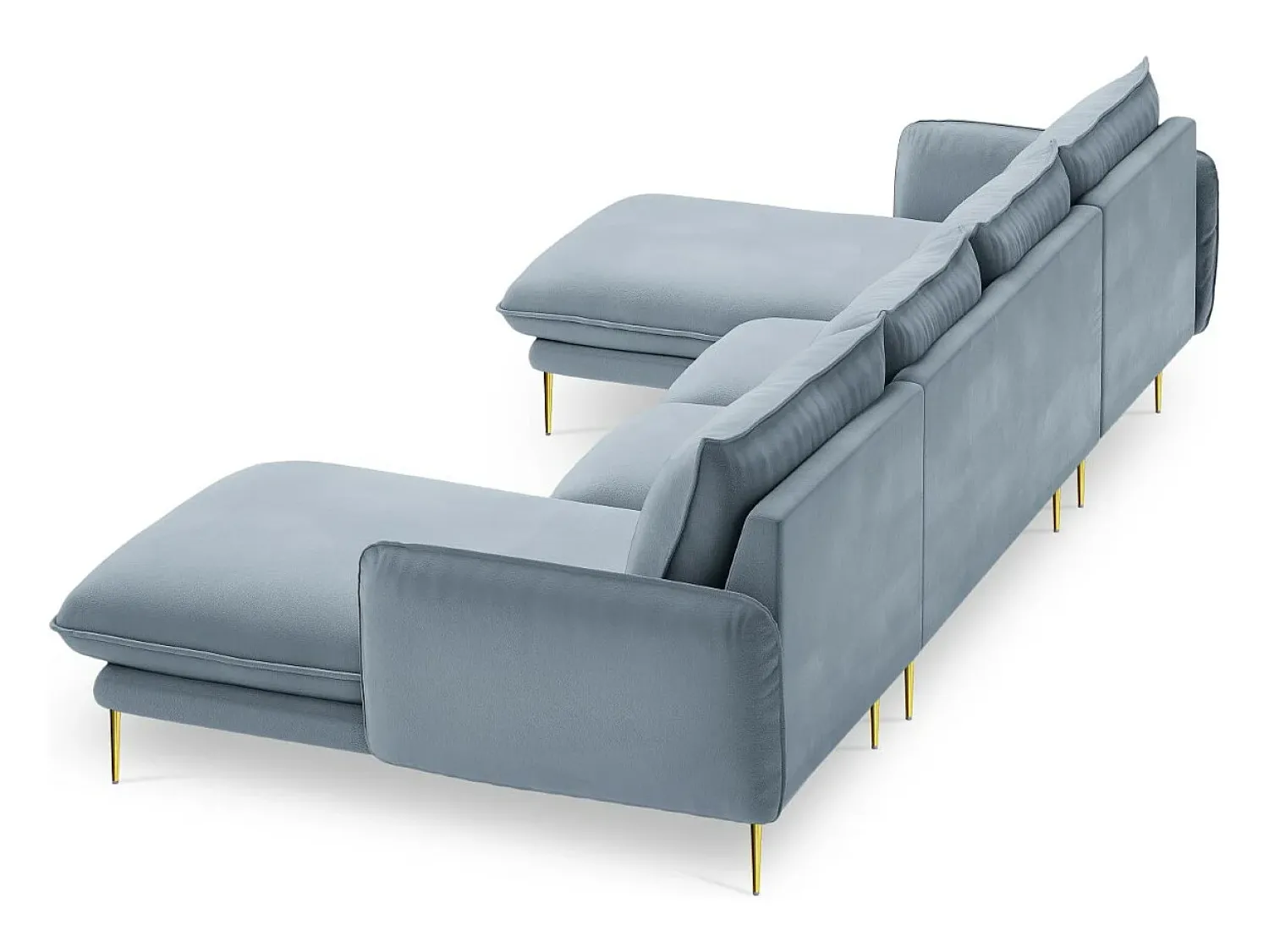 Sale Cosmopolitan Design - Sofá panorâmico "Vienna" 6 lugares em veludo - 350x170x95cm Azul claro