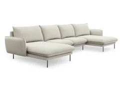 Sofá*Cosmopolitan Design - Sofá panorâmico "Vienna" 6 lugares em tecido estrutural claro - 350x170x95cm Bege