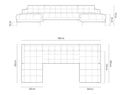 Sofá*Cosmopolitan Design - Sofá panorâmico "Bali" 7 lugares em tecido estrutural - 383x185x75cm Bege