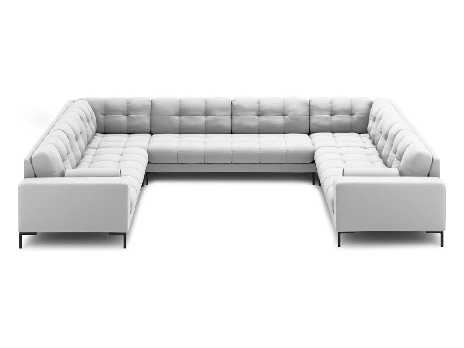Sofá|Cosmopolitan Design - Sofá panorâmico "Bali" 9 lugares em tecido estrutural cinza claro - 327x256x75cm Cinzento claro