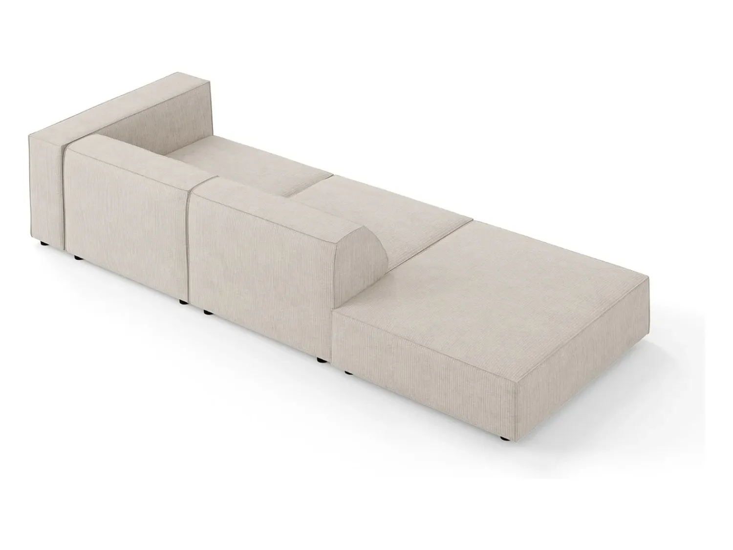 Sofá|Cosmopolitan Design - Sofá esquerdo "Arendal" 4 lugares em tecido chenille com efeito canelado escuro - 262x102x70cm Bege