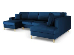 Cosmopolitan Design - Sofá panorâmico convertível em linha reta com caixa de arrumação