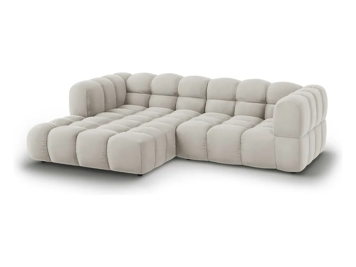 Cosmopolitan Design - Sofá modular de canto esquerdo "Sky" 3 lugares em veludo claro - 244x162x75cm^ Sofá