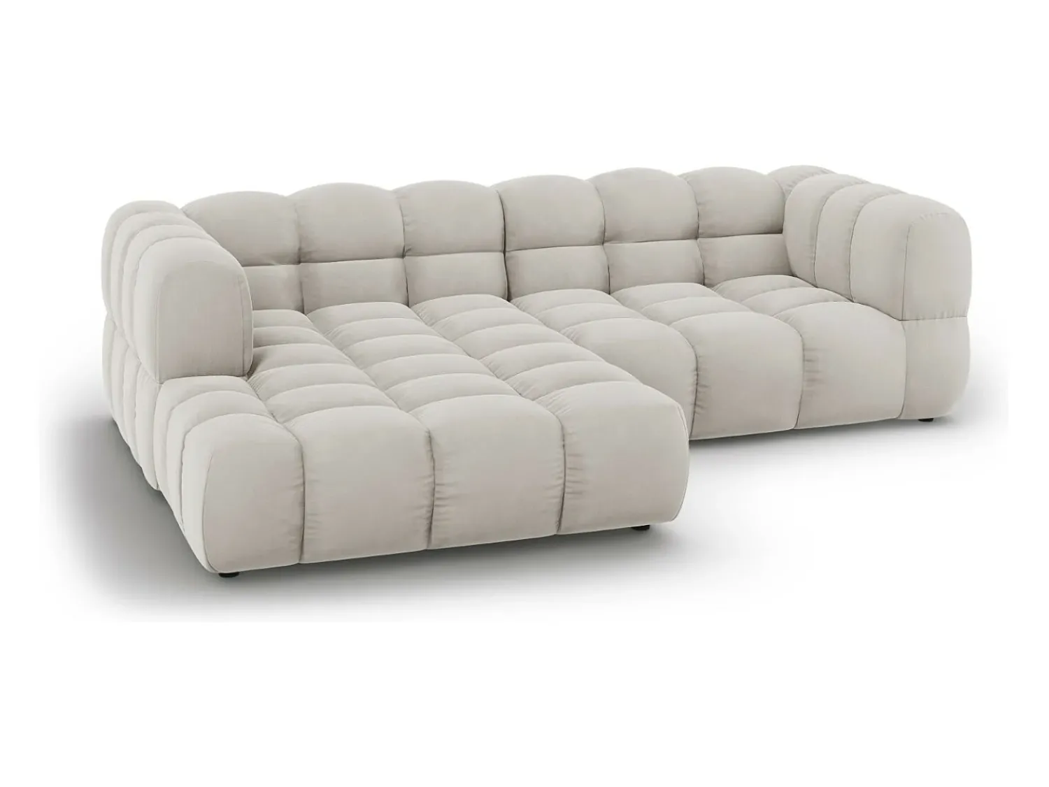 Cosmopolitan Design - Sofá modular de canto esquerdo "Sky" 3 lugares em veludo claro - 244x162x75cm^ Sofá
