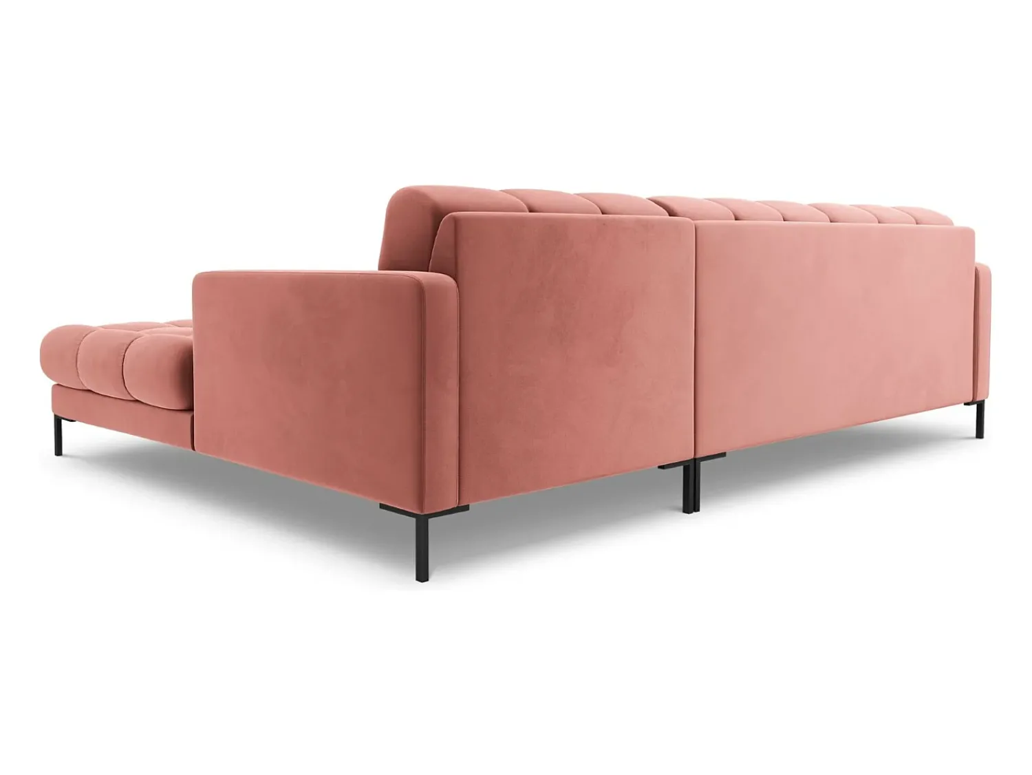 Clearance Cosmopolitan Design - Sofá de canto direito "Bali" 5 lugares em veludo - 293x185x75cm Rosa