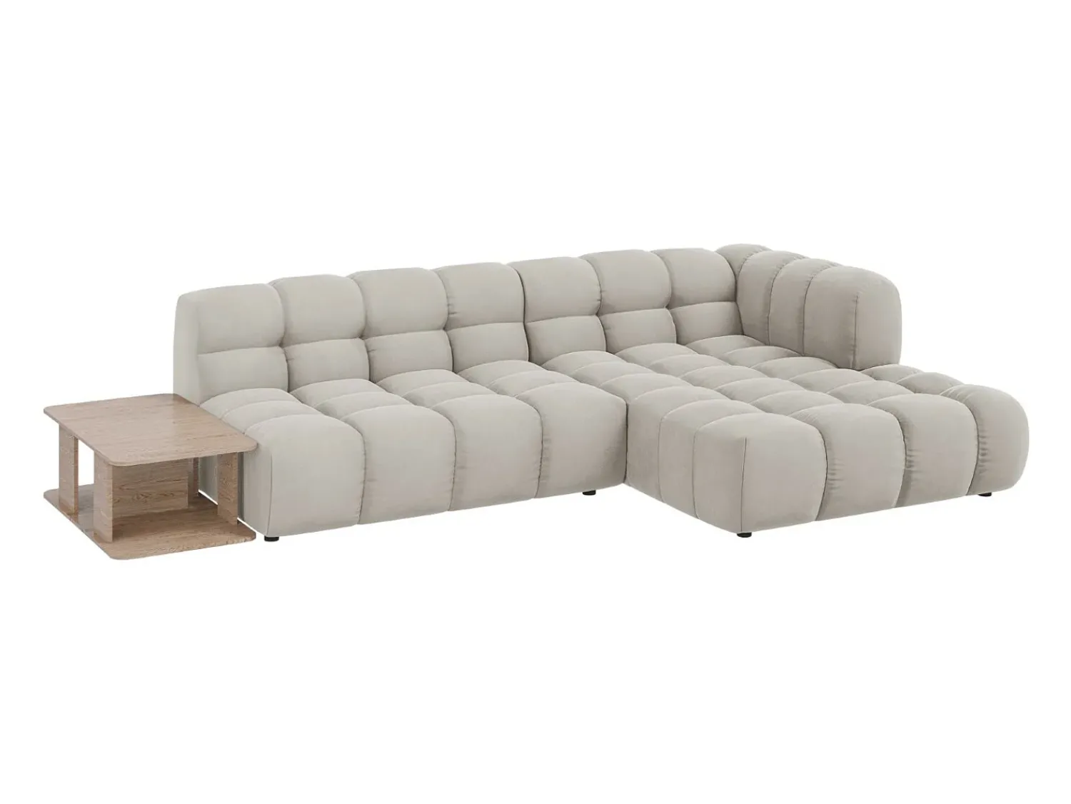 Sofá*Cosmopolitan Design - Sofá modular de canto direito "Sky" 4 lugares em veludo claro - 297x162x75cm Bege