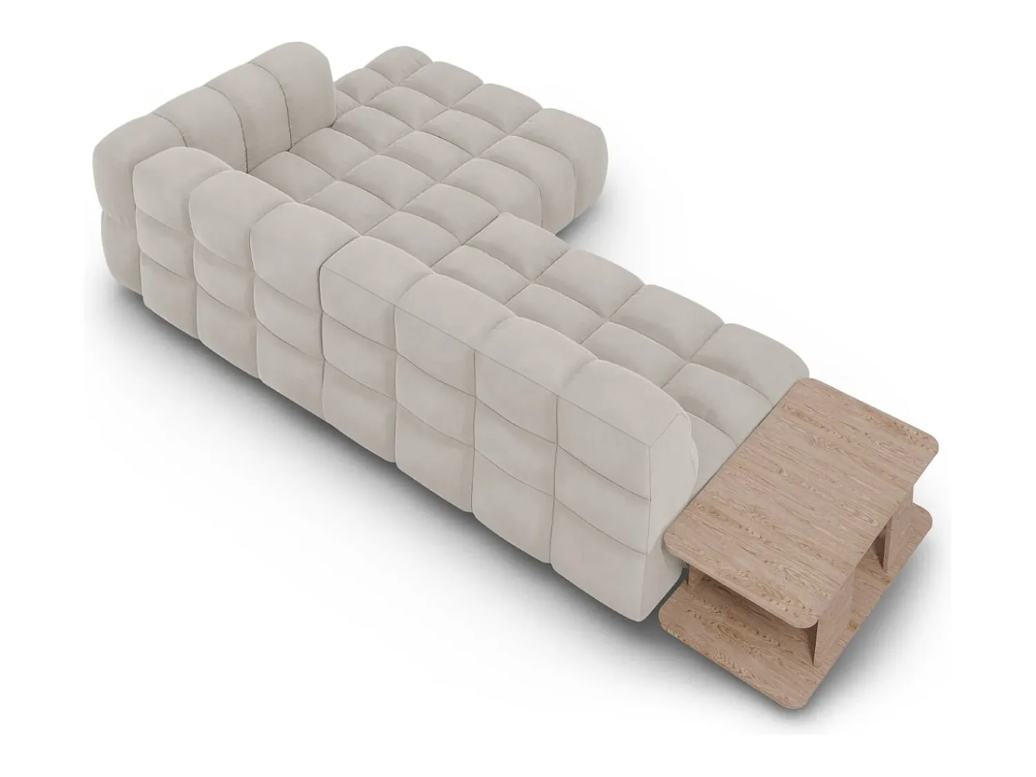 Sofá*Cosmopolitan Design - Sofá modular de canto direito "Sky" 4 lugares em veludo claro - 297x162x75cm Bege