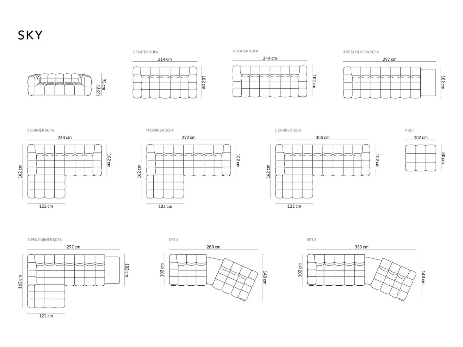 Best Cosmopolitan Design - Sofá modular de canto direito "Sky" 4 lugares em veludo areia - 272x162x75cm Camel