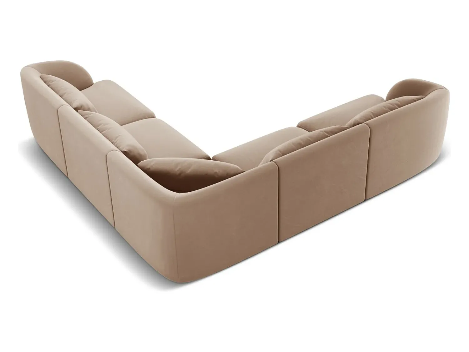 Sofá|Cosmopolitan Design - Sofá de canto simétrico "Tulum" 5 lugares em veludo - 255x255x70cm Bege