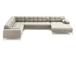 Cosmopolitan Design - Sofá de canto panorâmico à esquerda "Bali" 7 lugares em tecido estrutural - 327x256x75cm^ Sofá