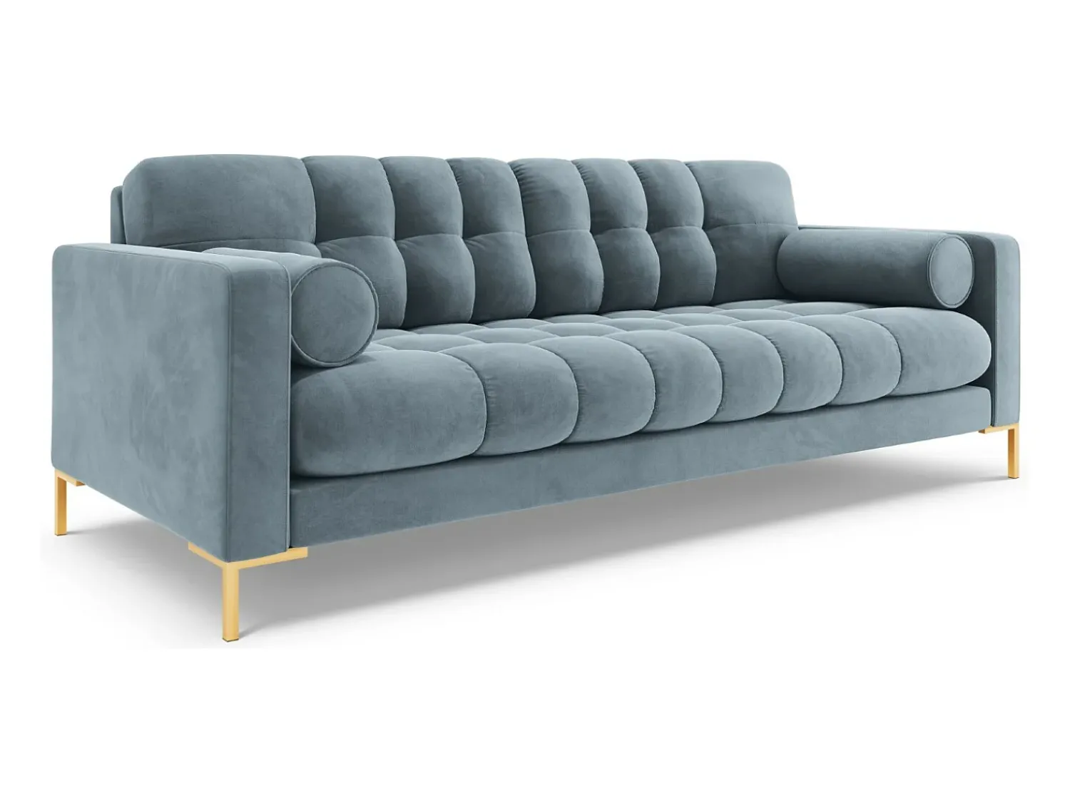 Sofá|Cosmopolitan Design - Sofá "Bali" 4 lugares em veludo - 217x92x75cm Azul claro
