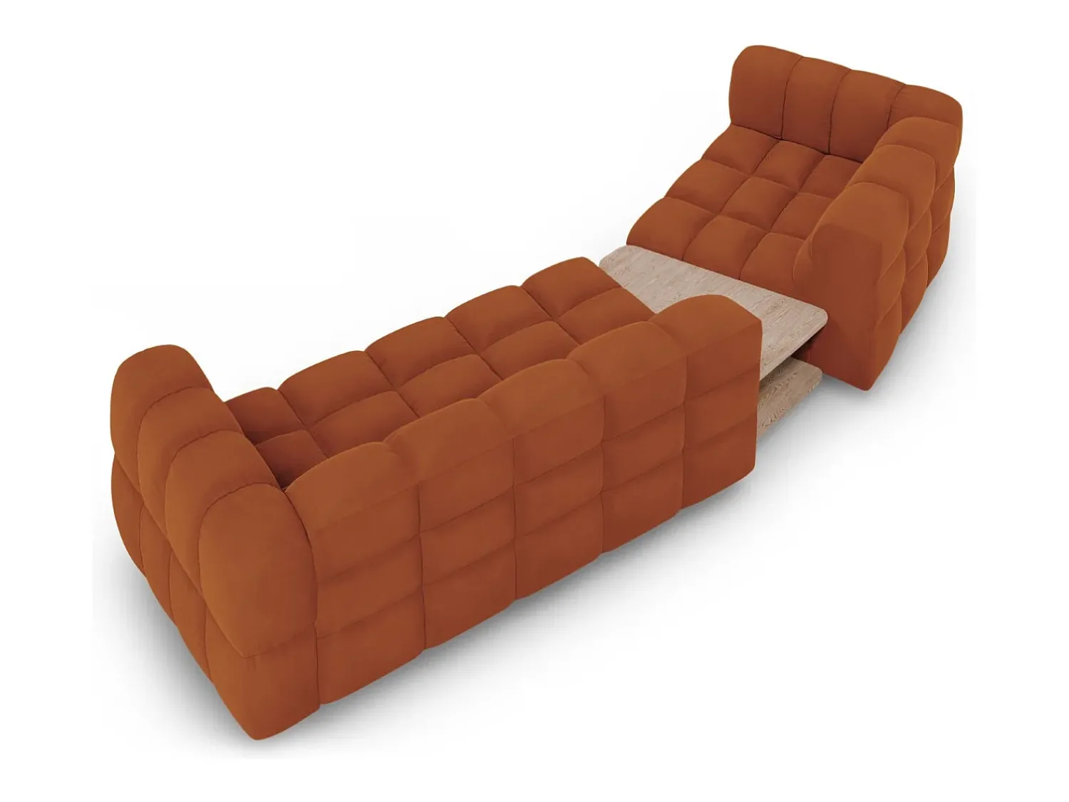 Sofá*Cosmopolitan Design - Sofá modular virado para a esquerda "Sky" 3 lugares em veludo - 353x148x75cm Terracota