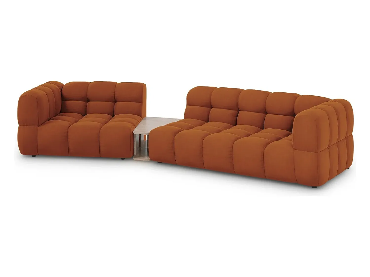 Sofá*Cosmopolitan Design - Sofá modular virado para a esquerda "Sky" 3 lugares em veludo - 353x148x75cm Terracota