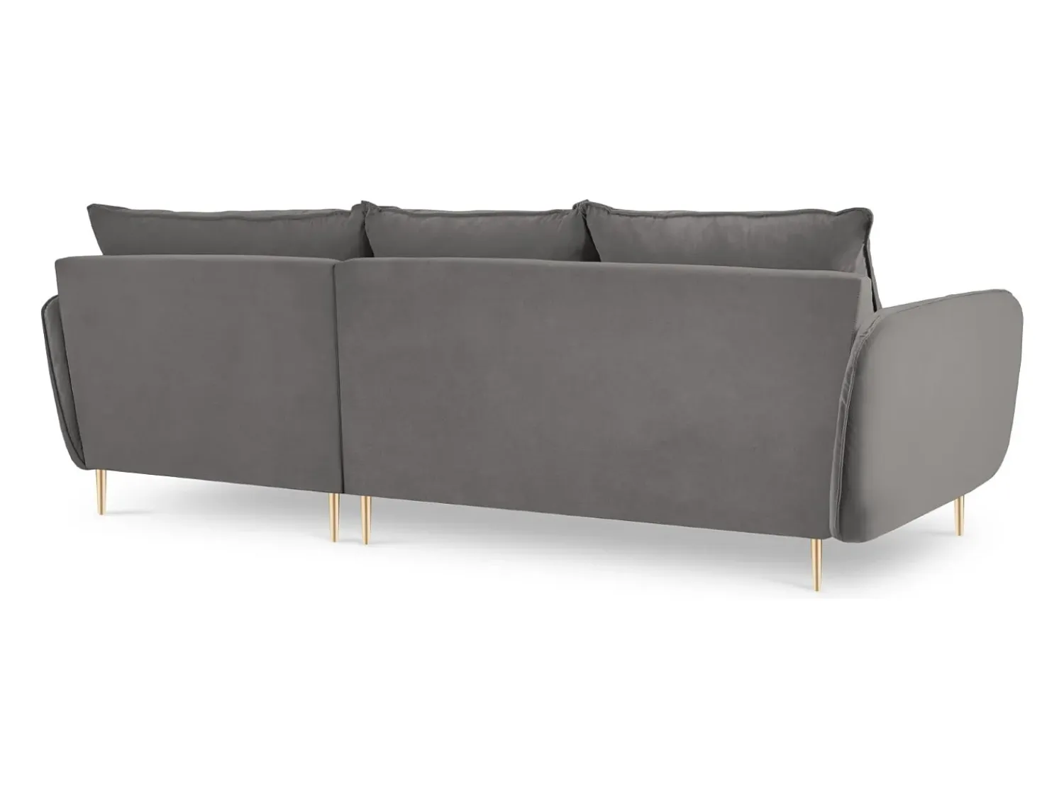 Cosmopolitan Design - Sofá de canto direito "Vienna" 5 lugares em veludo cinza claro - 255x170x95cm^ Sofá