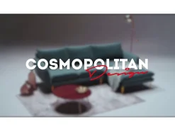 Cosmopolitan Design - Sofá de canto direito "Vienna" 5 lugares em veludo cinza claro - 255x170x95cm^ Sofá