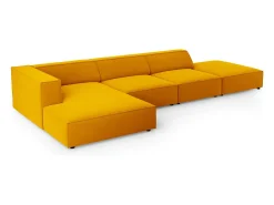 Sofá|Cosmopolitan Design - Sofá de canto esquerdo "Arendal" 5 lugares em veludo - 341x166x70cm Amarelo