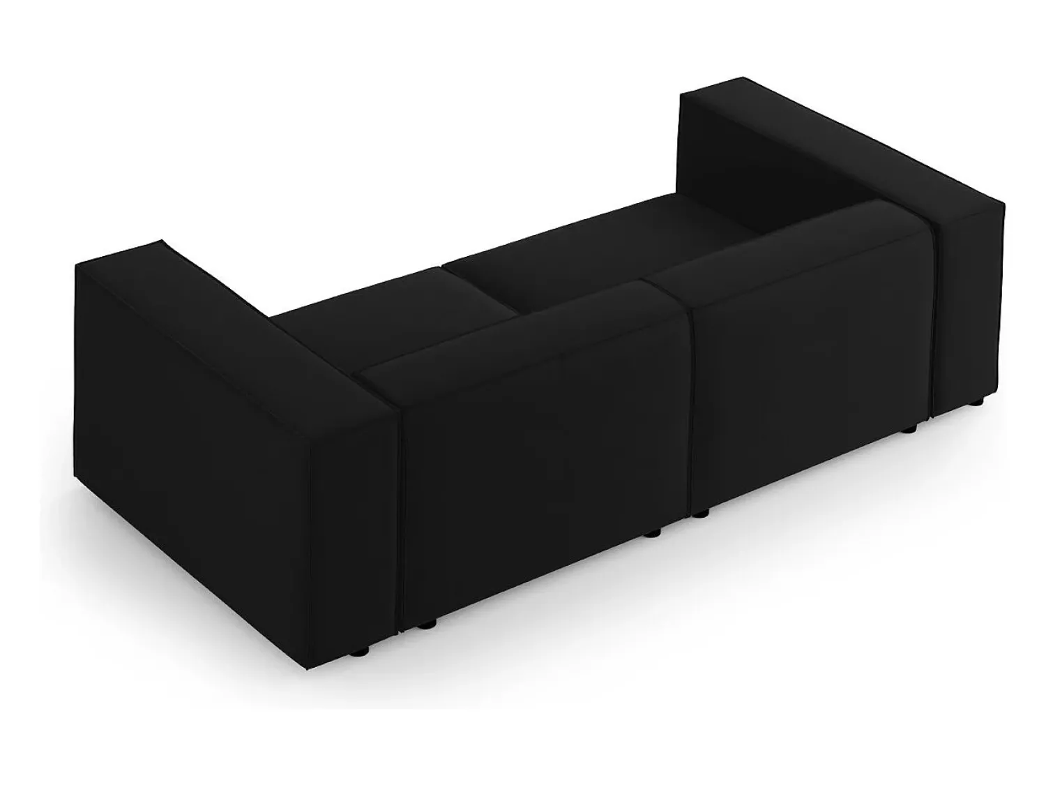 New Cosmopolitan Design - Sofá "Arendal" 3 lugares em veludo - 204x102x70cm Preto