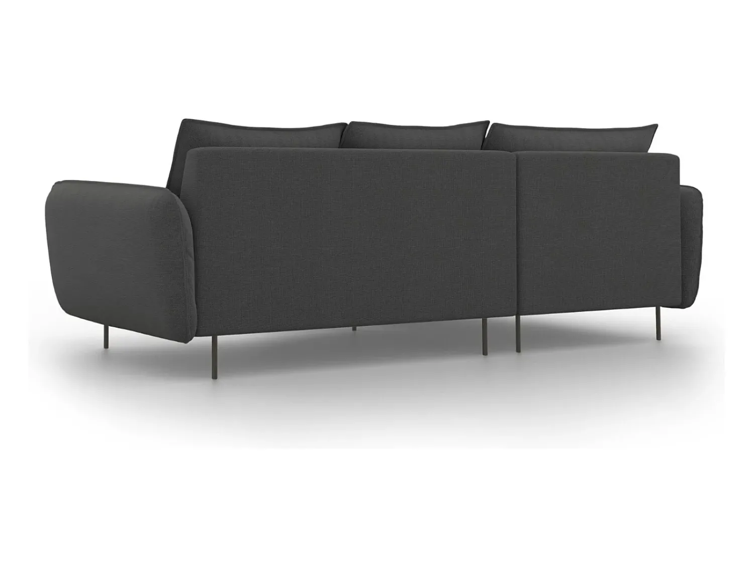 Clearance Cosmopolitan Design - Sofá de canto esquerdo "Vienna" 5 lugares em tecido estrutural cinza escuro - 255x170x95cm Cinza antracite