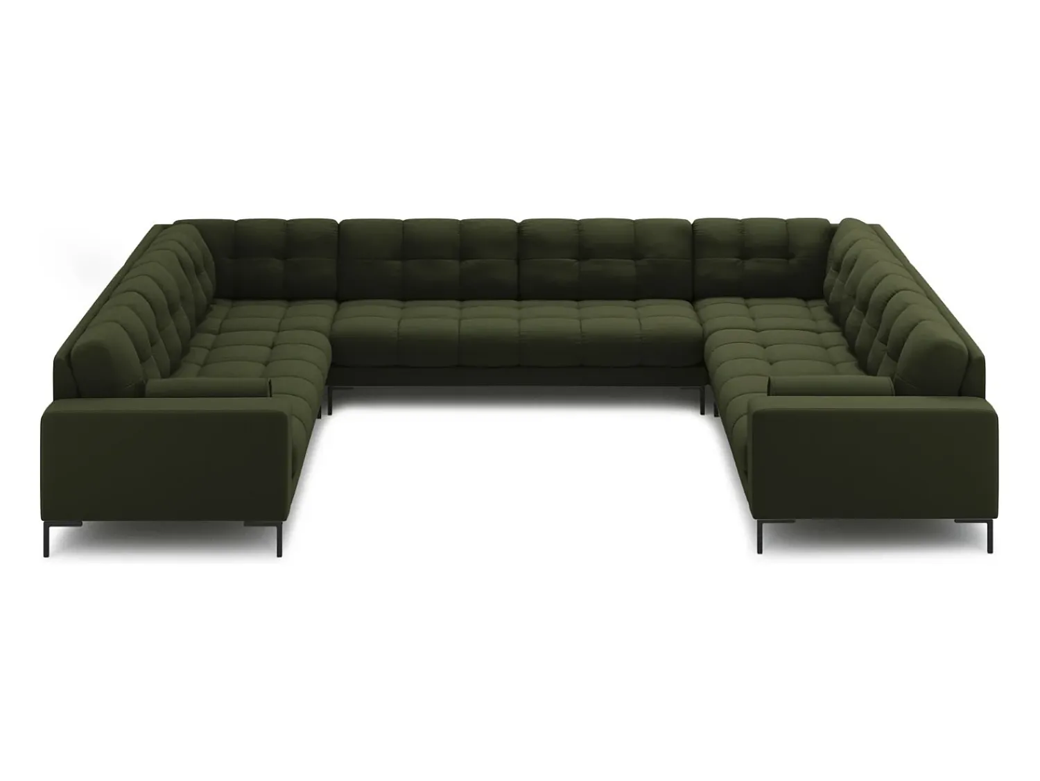 Sofá*Cosmopolitan Design - Sofá panorâmico "Bali" 9 lugares em tecido estrutural - 327x256x75cm Verde