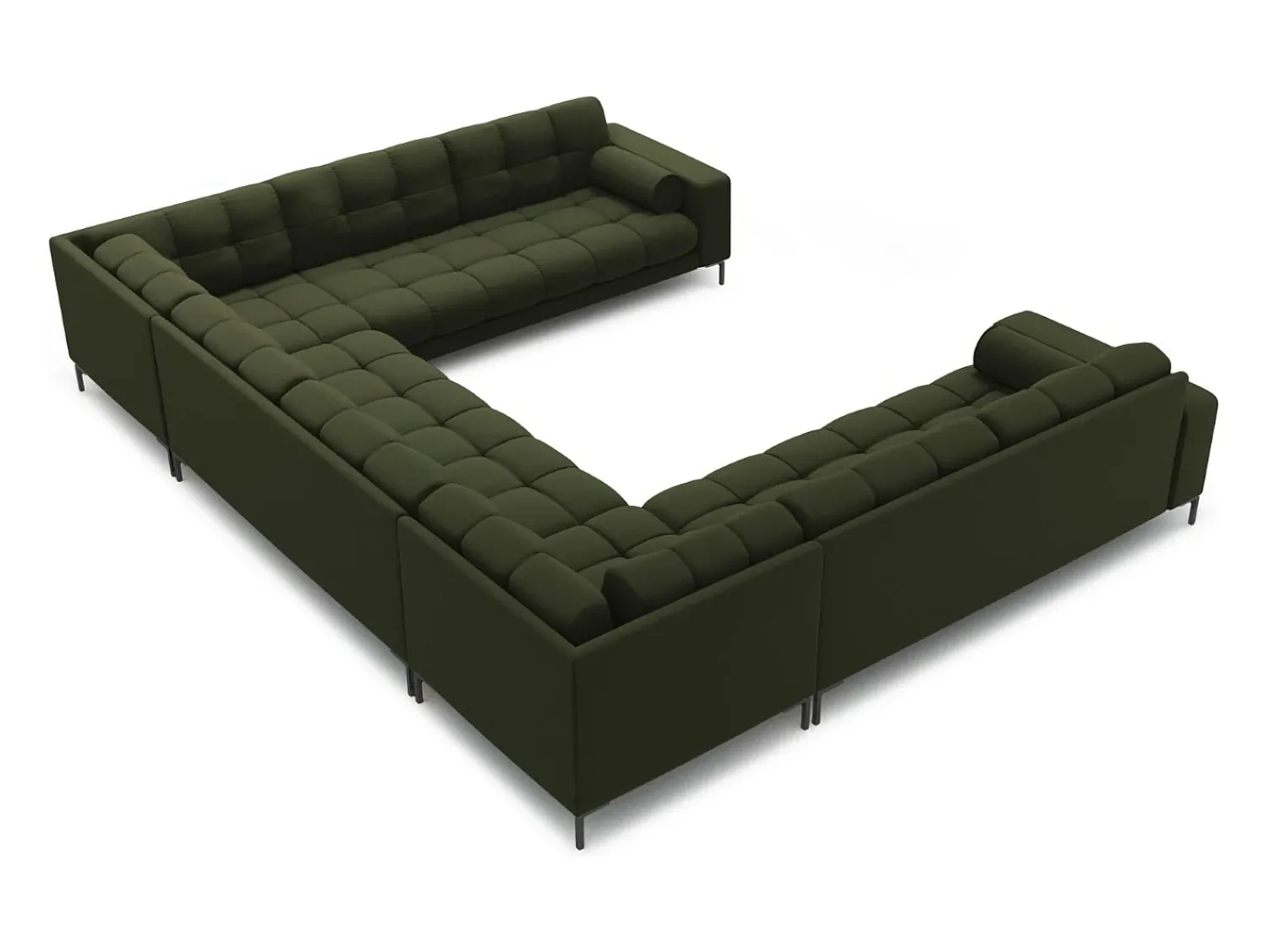Sofá*Cosmopolitan Design - Sofá panorâmico "Bali" 9 lugares em tecido estrutural - 327x256x75cm Verde