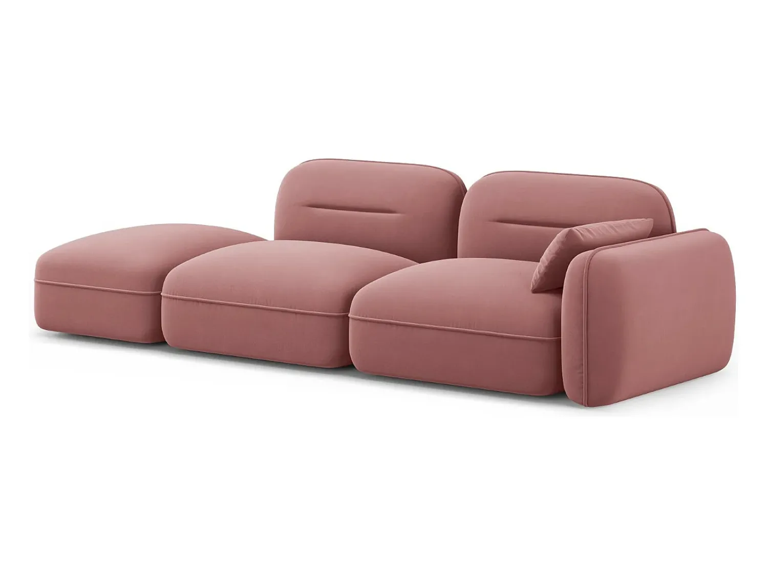 Sofá|Cosmopolitan Design - Sofá modular virado para a esquerda "Sydney" 3 lugares em veludo salmão - 295x90x70cm Rosa claro