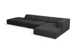 Sofá*Cosmopolitan Design - Sofá de canto direito "Arendal" 5 lugares em tecido chenille - 341x166x70cm Preto