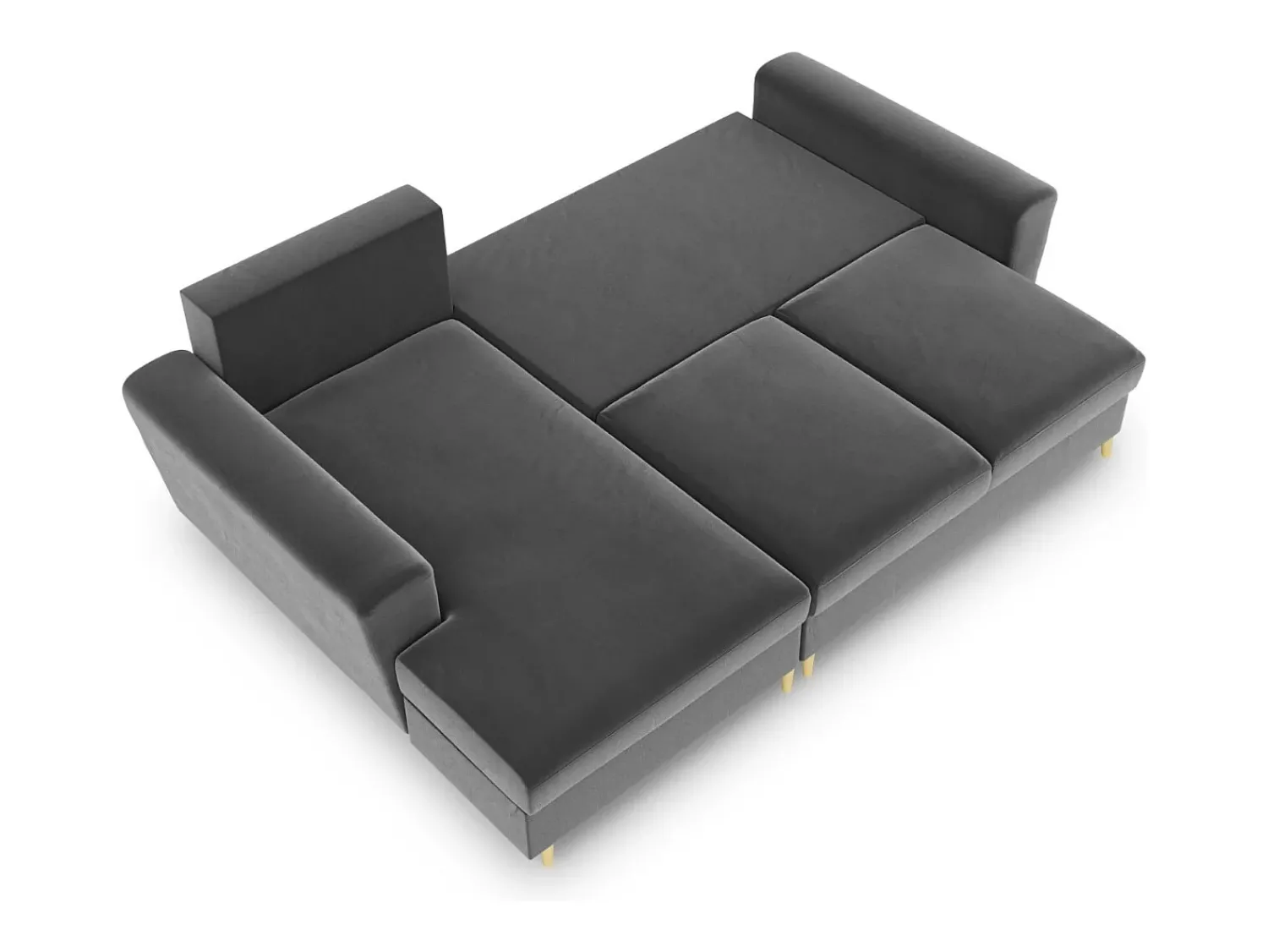 Sofá|Cosmopolitan Design - Sofá convertível de canto esquerdo com caixa de arrumação "Kyoto" 4 lugares em veludo cinza claro - 241x145x88cm Cinzento claro