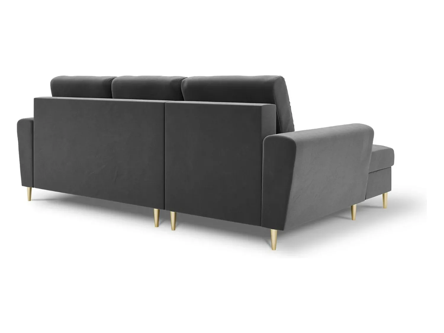 Sofá|Cosmopolitan Design - Sofá convertível de canto esquerdo com caixa de arrumação "Kyoto" 4 lugares em veludo cinza claro - 241x145x88cm Cinzento claro