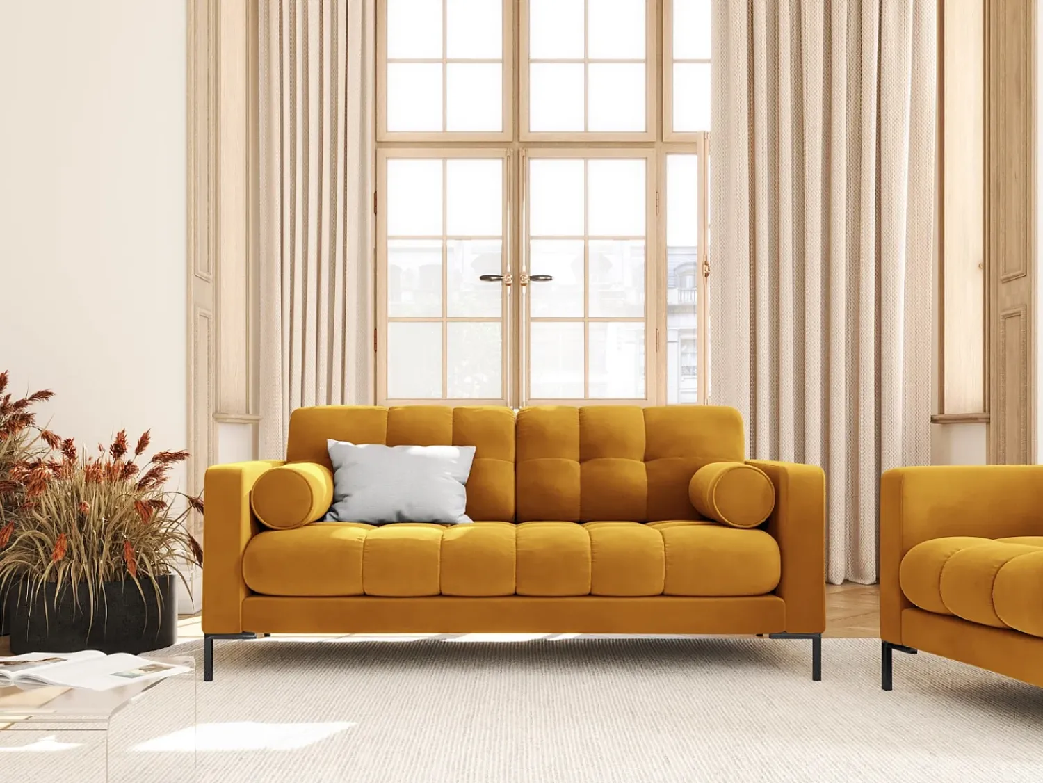 Cosmopolitan Design - Sofá "Bali" 2 lugares em veludo - 152x92x75cm^ Sofá
