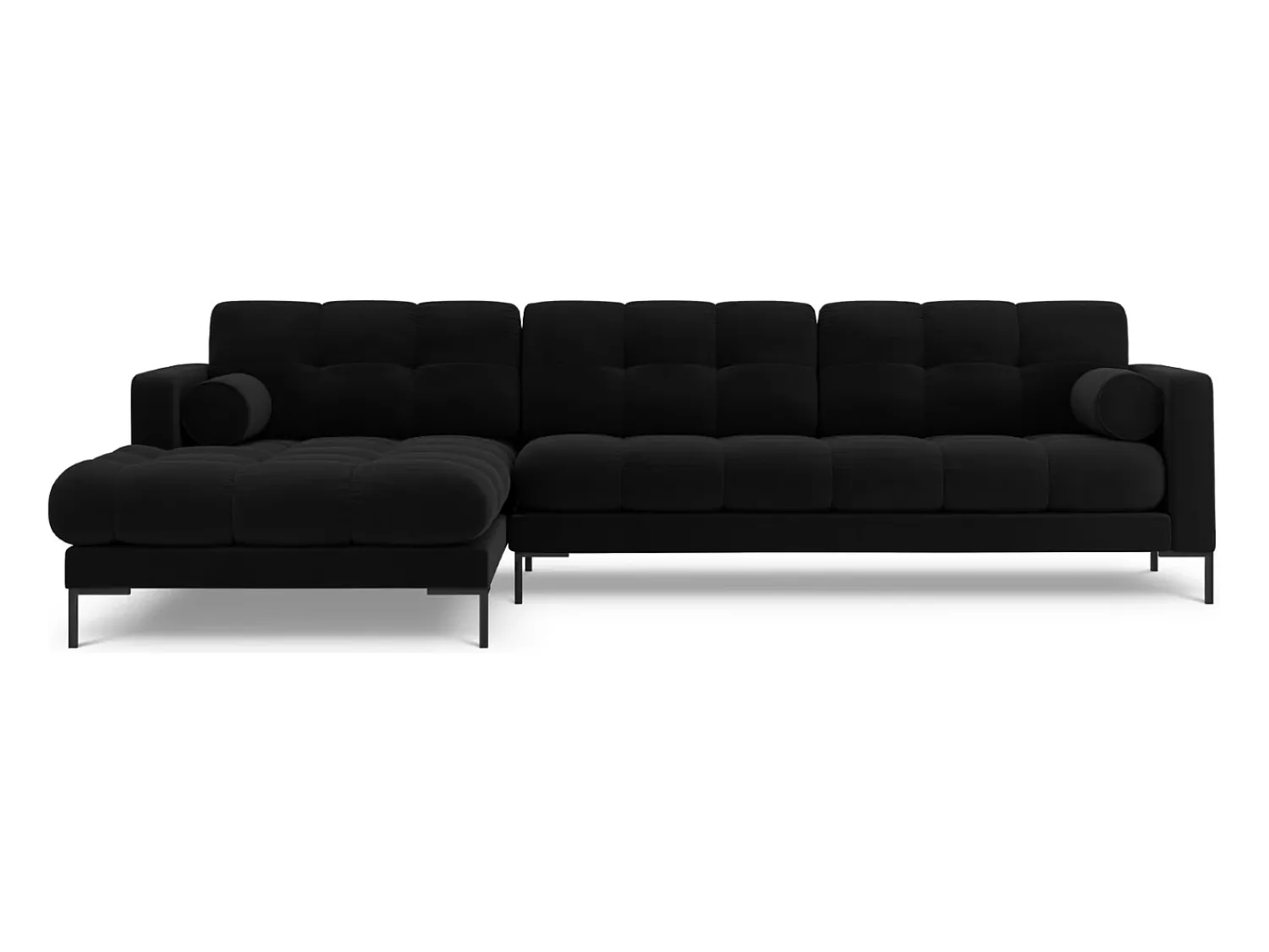 Best Cosmopolitan Design - Sofá de canto esquerdo "Bali" 5 lugares em veludo - 293x185x75cm Preto