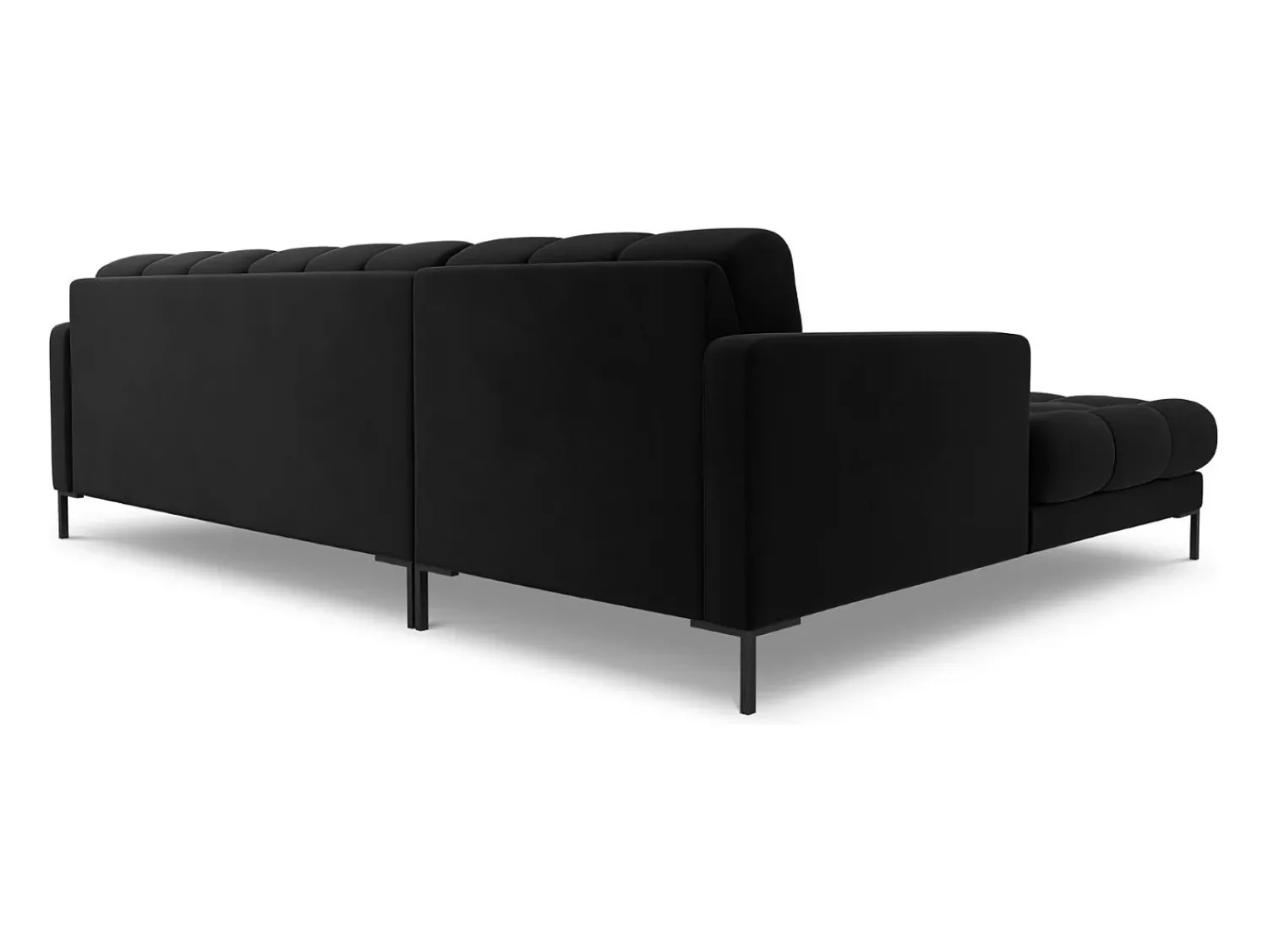 Best Cosmopolitan Design - Sofá de canto esquerdo "Bali" 5 lugares em veludo - 293x185x75cm Preto