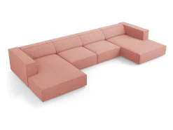 Cosmopolitan Design - Sofá panorâmico "Arendal" 6 lugares em tecido chenille - 364x166x70cm^ Sofá