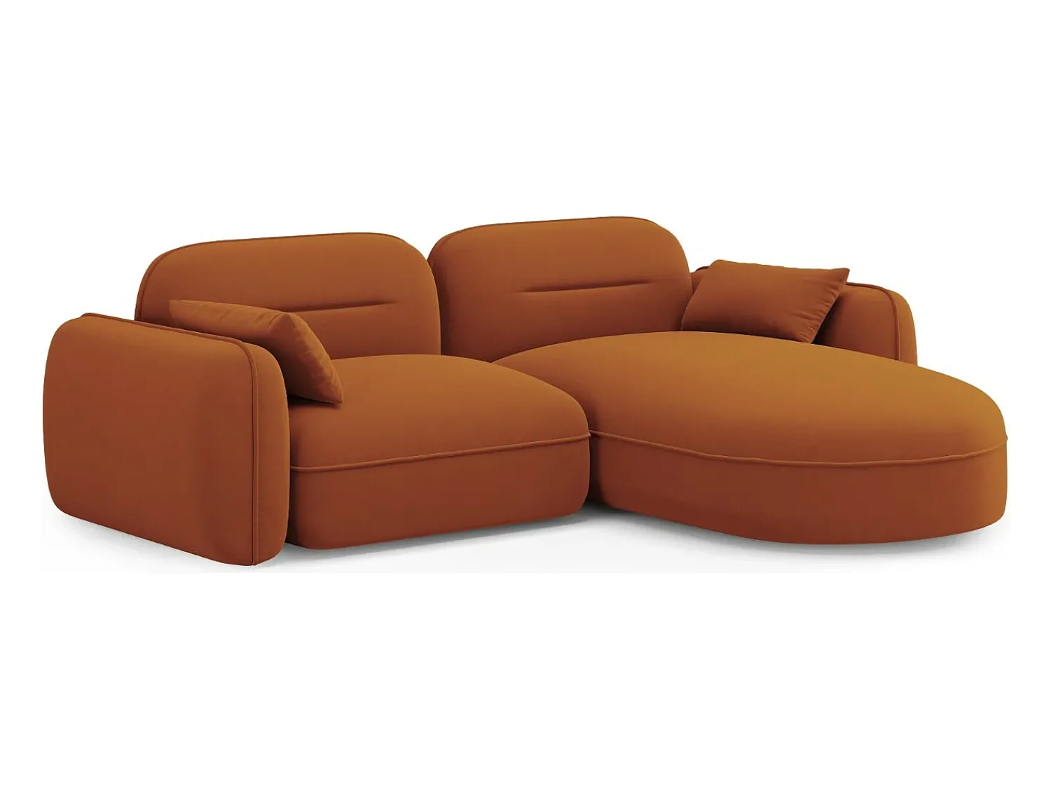 Best Cosmopolitan Design - Sofá modular de canto direito "Sydney" 3 lugares em veludo - 230x165x70cm Terracota