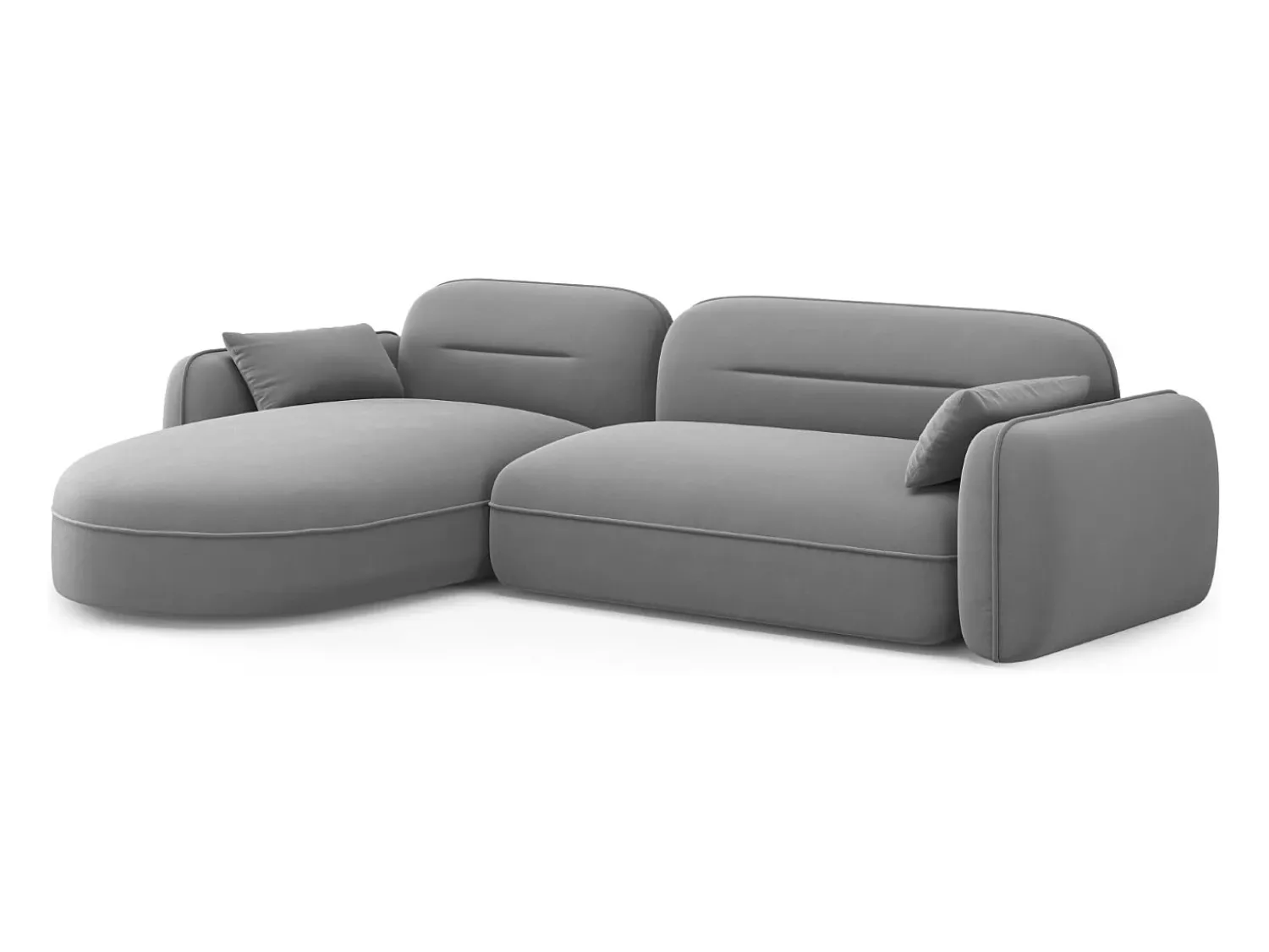 Cosmopolitan Design - Sofá modular de canto esquerdo "Sydney" 4 lugares em veludo cinza claro - 275x165x70cm^ Sofá