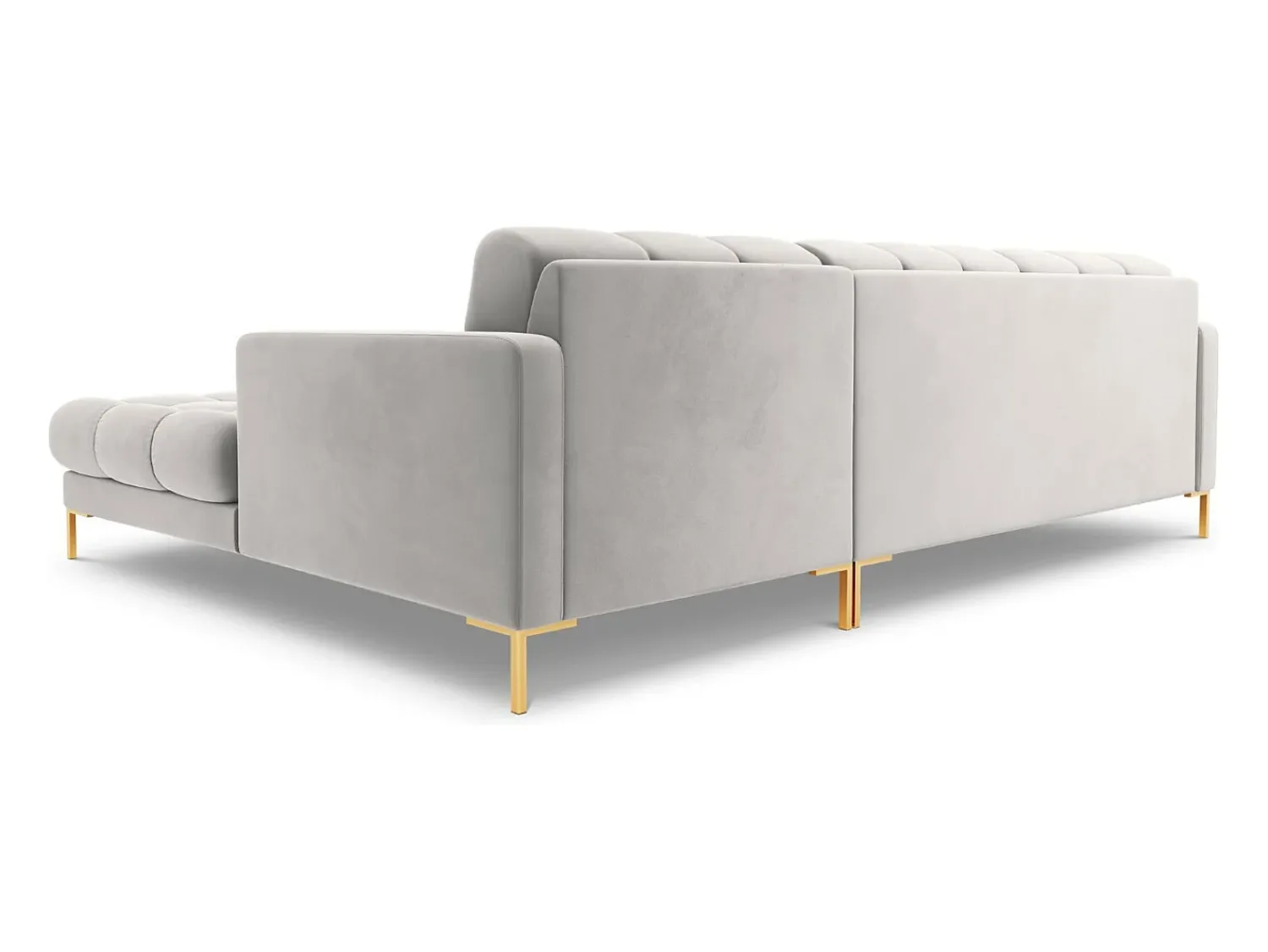 Sofá*Cosmopolitan Design - Sofá de canto direito "Bali" 5 lugares em veludo prata - 293x185x75cm Prateado