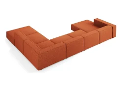 Sofá|Cosmopolitan Design - Sofá de canto direito panorâmico "Arendal" 7 lugares em tecido chenille - 364x262x70cm Terracota