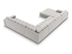 Sofá*Cosmopolitan Design - Sofá de canto direito panorâmico "Bali" 7 lugares em veludo prata - 327x256x75cm Prateado