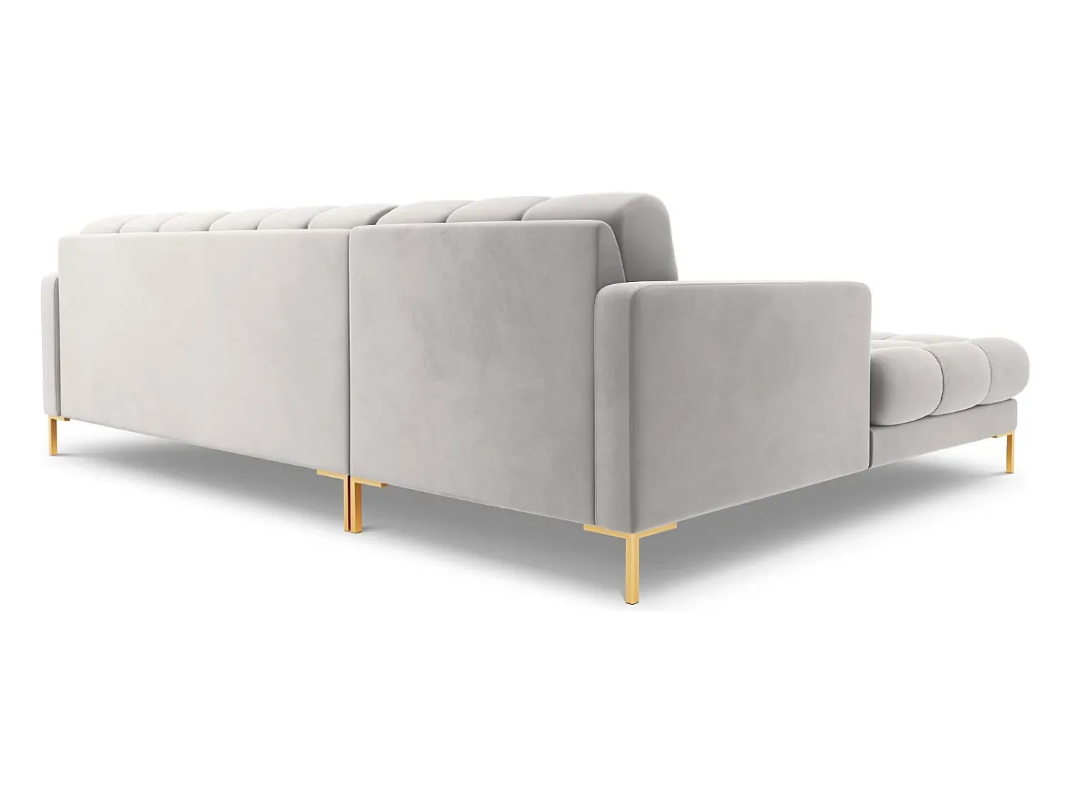 Discount Cosmopolitan Design - Sofá de canto esquerdo "Bali" 5 lugares em veludo prata - 293x185x75cm Prateado