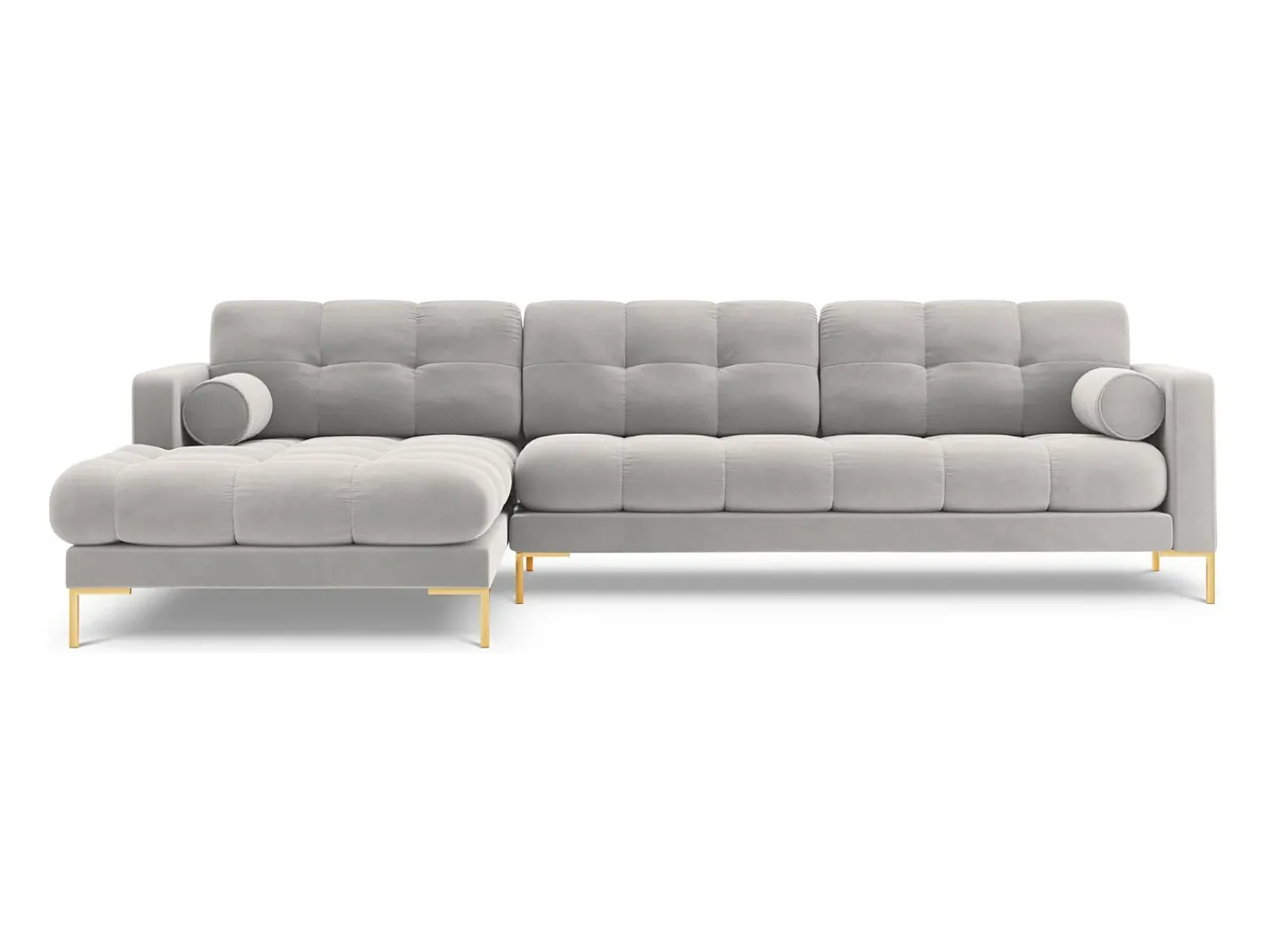 Discount Cosmopolitan Design - Sofá de canto esquerdo "Bali" 5 lugares em veludo prata - 293x185x75cm Prateado
