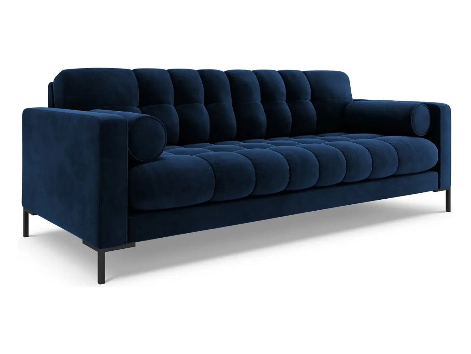 Sofá|Cosmopolitan Design - Sofá "Bali" 3 lugares em veludo azul real - 177x92x75cm Azul escuro