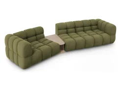 Discount Cosmopolitan Design - Sofá modular virado para a esquerda "Sky" 3 lugares em veludo - 353x148x75cm Verde claro