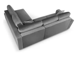 Sofá|Cosmopolitan Design - Sofá convertível de canto direito com caixa de arrumação "Kyoto" 5 lugares em veludo cinza claro - 243x194x88cm Cinzento claro