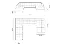 Sofá|Cosmopolitan Design - Sofá de canto panorâmico à esquerda "Bali" 7 lugares em veludo - 327x256x75cm Vermelho