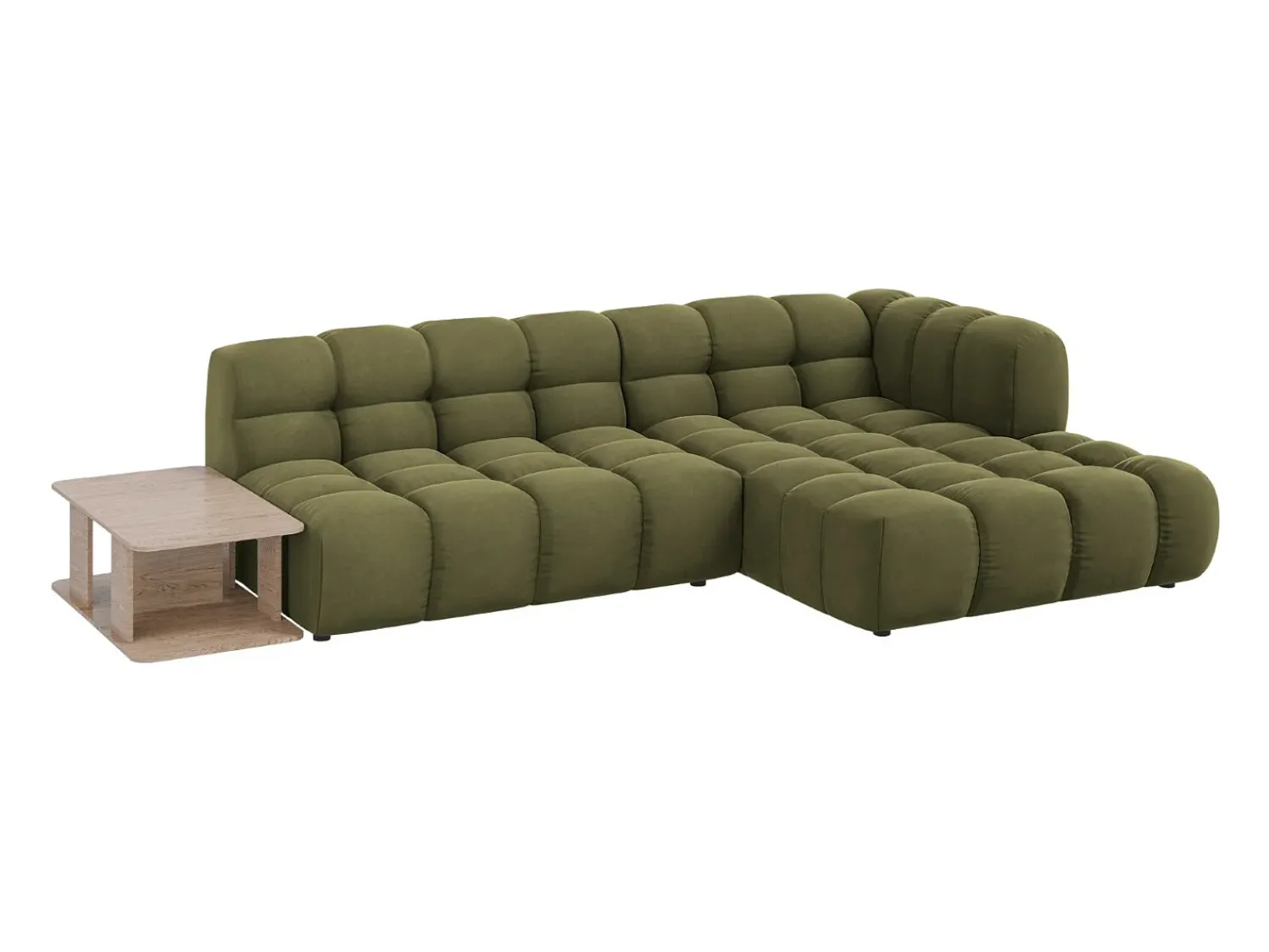 Sofá|Cosmopolitan Design - Sofá modular de canto direito "Sky" 4 lugares em veludo - 297x162x75cm Verde claro