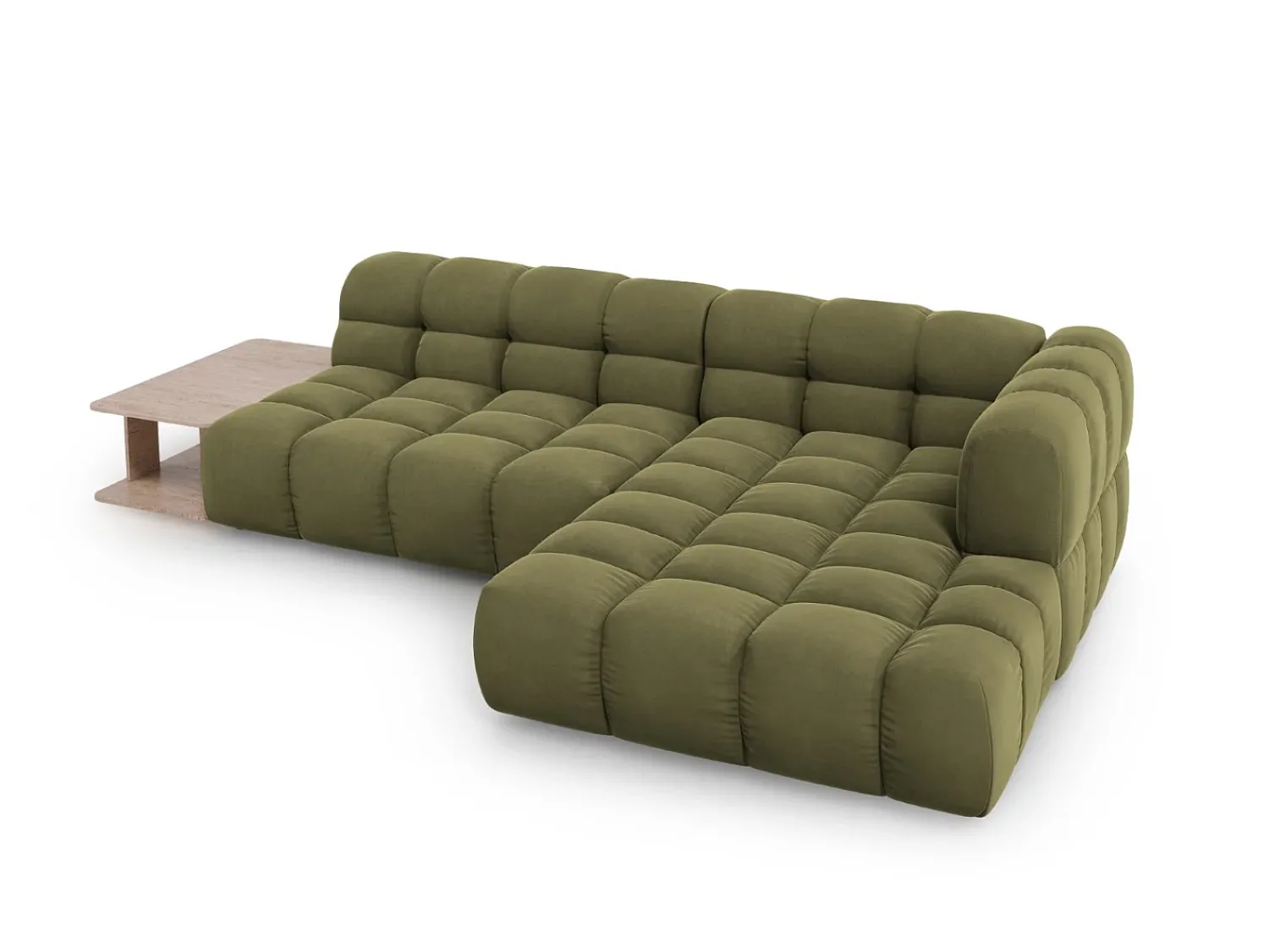 Sofá|Cosmopolitan Design - Sofá modular de canto direito "Sky" 4 lugares em veludo - 297x162x75cm Verde claro