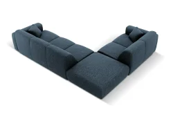 Sofá*Cosmopolitan Design - Sofá de canto esquerdo "Nolio" 4 lugares em tecido chenille azul real - 315x250x72cm Azul escuro