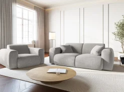 Outlet Cosmopolitan Design - Sofá "Nolio" 2 lugares em tecido chenille cinza claro - 170x95x72cm Cinzento claro