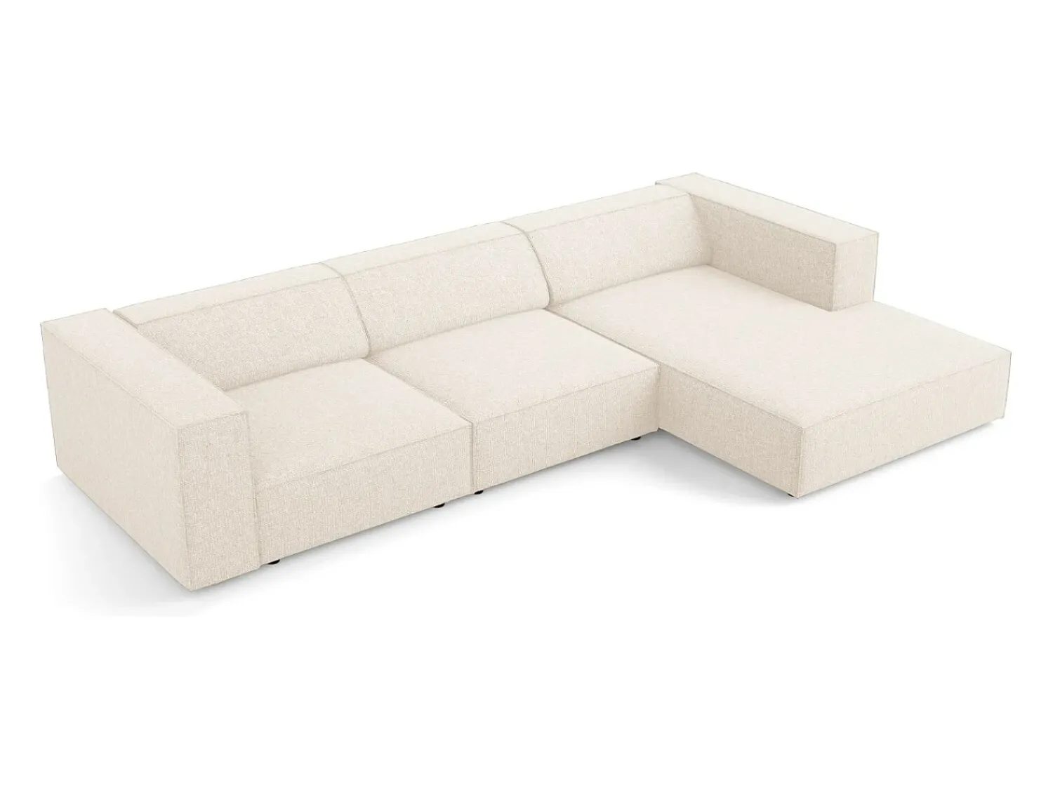 Cosmopolitan Design - Sofá de canto direito "Arendal" 4 lugares em tecido chenille claro - 284x166x70cm^ Sofá